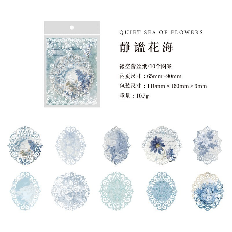 BON BON BONNIE🐰手帳素材 花開有期系列碎花鏤空蕾絲紙-規格圖7