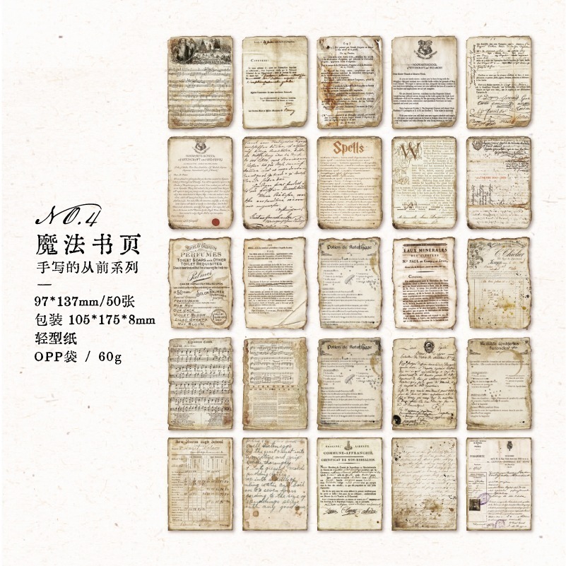 BON BON BONNIE🐰手帳素材 手寫的從前系列 復古做舊質感素材紙-規格圖8
