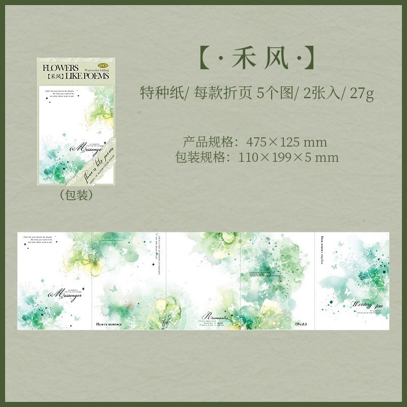 BONBONBONNIE🐰番茄醬少女 花漾如詩系列水彩風琴摺頁素材紙-規格圖9