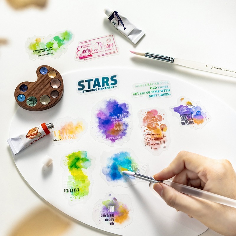 BONBONBONNIE🐰番茄醬少女 大自然的饋贈詩系列 水彩暈染文字PET貼紙包-細節圖3