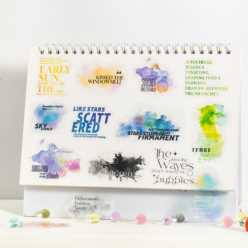 BONBONBONNIE🐰番茄醬少女 大自然的饋贈詩系列 水彩暈染文字PET貼紙包-細節圖4