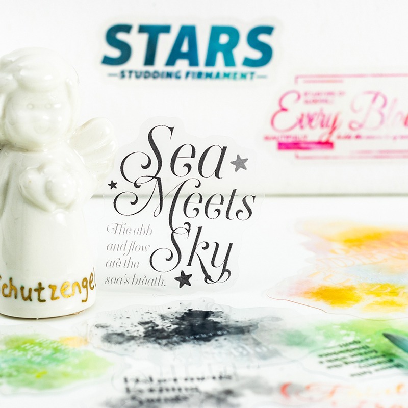 BONBONBONNIE🐰番茄醬少女 大自然的饋贈詩系列 水彩暈染文字PET貼紙包-細節圖8