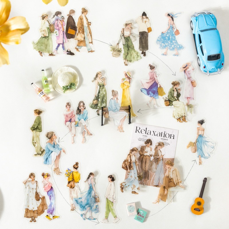 BONBONBONNIE🐰番茄醬少女 南法的鬆弛感系列 人物穿搭PET貼紙-細節圖7