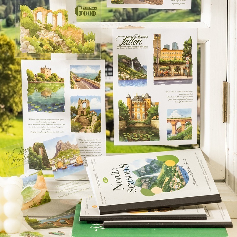 BONBONBONNIE🐰番茄醬少女 走過北歐的四季系列 和紙 PET 四季景色主題造景貼紙本-細節圖8