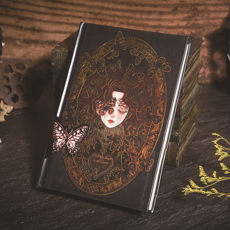 BONBONBONNIE🐰蝶夢花開 歌德風格精裝硬殼彩頁 手帳本筆記本-規格圖3