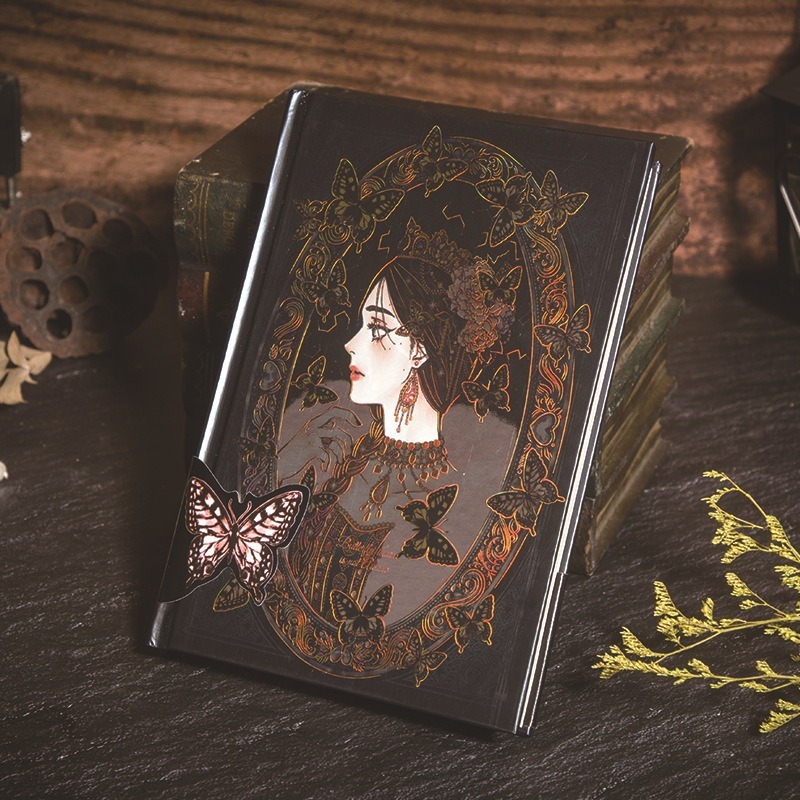 BONBONBONNIE🐰蝶夢花開 歌德風格精裝硬殼彩頁 手帳本筆記本-規格圖3