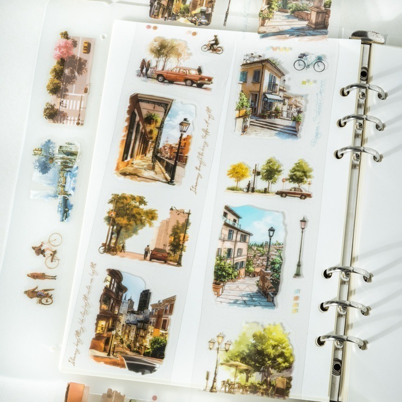 BONBONBONNIE🐰 番茄醬少女 都市一角系列 都會街景水彩PET膠帶-細節圖3