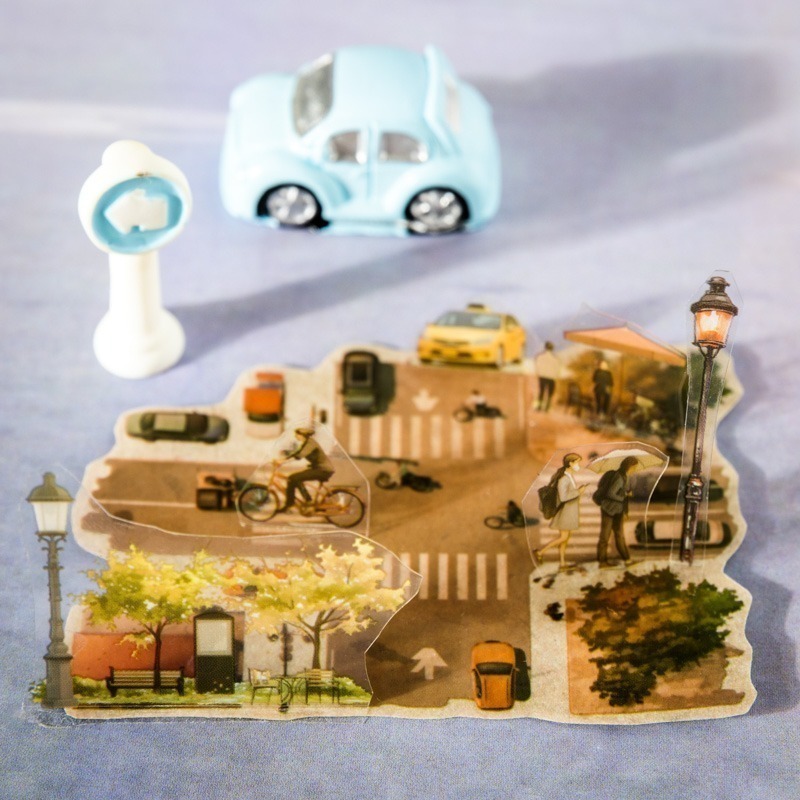 BONBONBONNIE🐰 番茄醬少女 都市一角系列 都會街景水彩PET膠帶-細節圖4