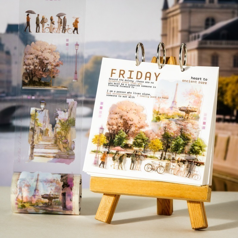 BONBONBONNIE🐰 番茄醬少女 都市一角系列 都會街景水彩PET膠帶-細節圖5