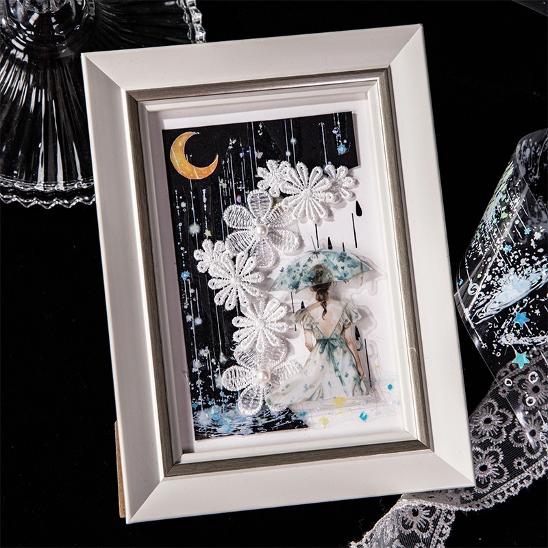 BON BONNIE🐰手帳素材 美好的一天 雨季朦朧系列 雨傘雨滴造景PET膠帶-細節圖7