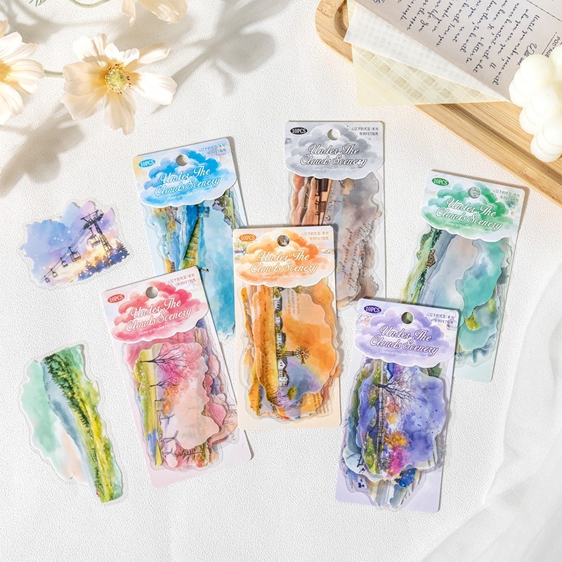 BONBONBONNIE🐰番茄醬少女 雲層下的風景系列 雲彩主題PET貼紙-細節圖6