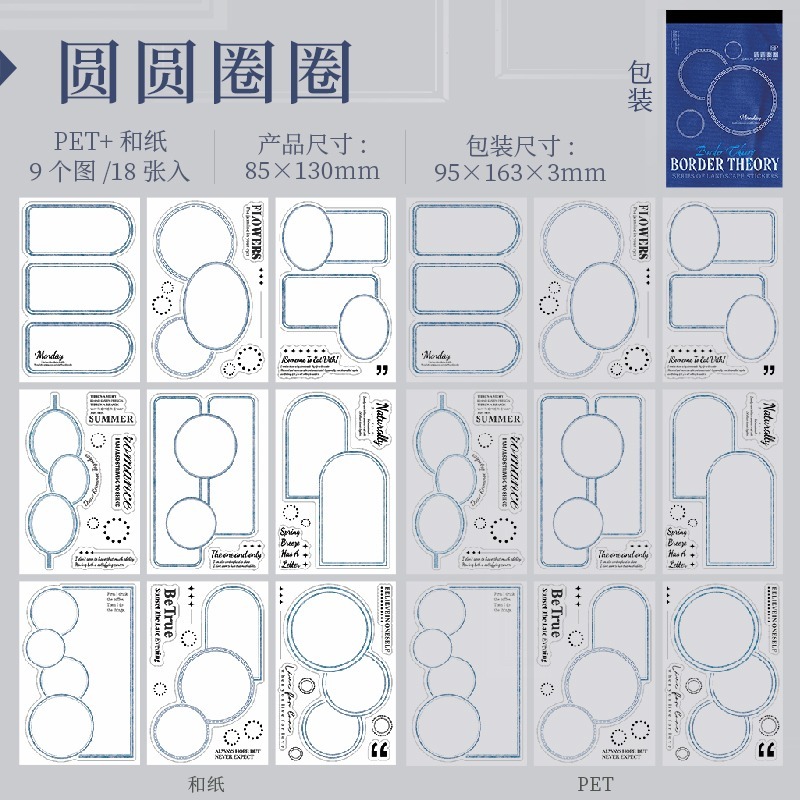 BONBONBONNIE🐰番茄醬少女 邊框說系列 基礎邊框PET和紙打底貼紙本-規格圖8