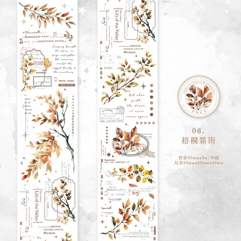 BONBONBONNIE🐰暮光 南枝風信系列 復古枝葉文字和紙膠帶-規格圖9
