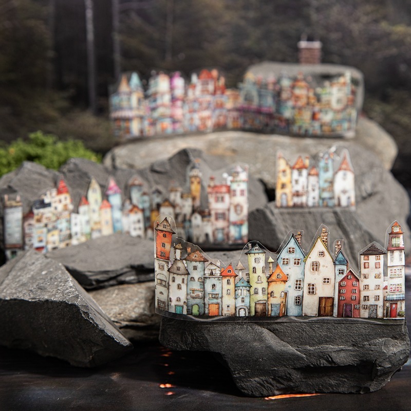 BON BON BONNIE🐰手帳素材 美好的一天 古怪的房子系列 房屋造景PET膠帶-細節圖3