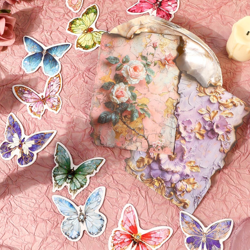 BONBONBONNIE🐰古古森林 洛可可繁花系列 復古蝴蝶花卉素材紙-細節圖4