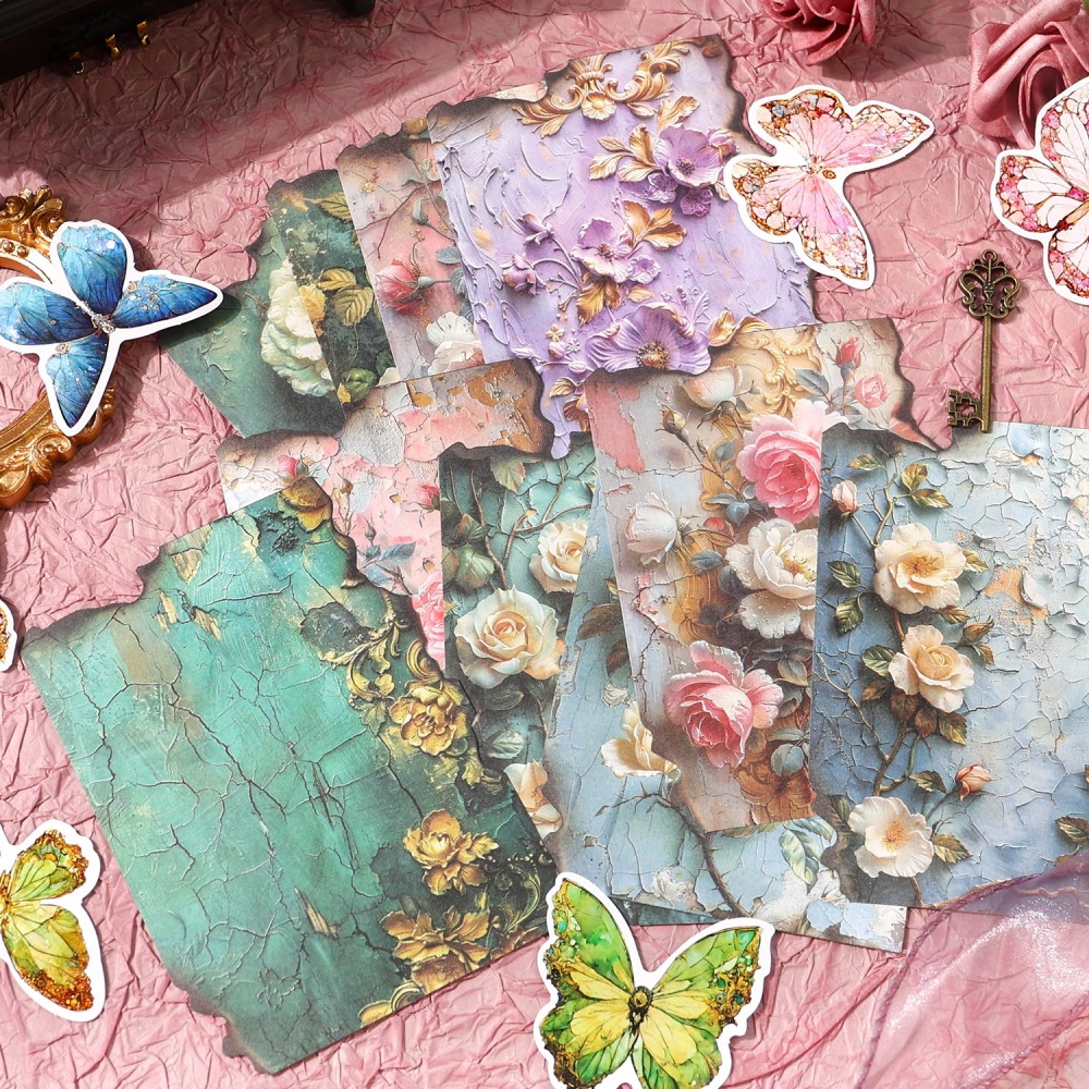 BONBONBONNIE🐰古古森林 洛可可繁花系列 復古蝴蝶花卉素材紙-細節圖8