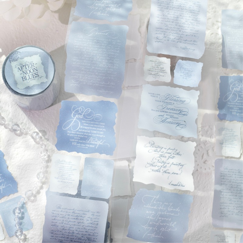 BONBONBONNIE🐰暮光 復古報刊鋪系列 閃砂PET文字膠帶-細節圖5