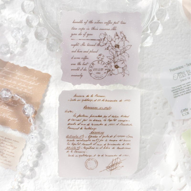 BONBONBONNIE🐰暮光 復古報刊鋪系列 閃砂PET文字膠帶-細節圖7