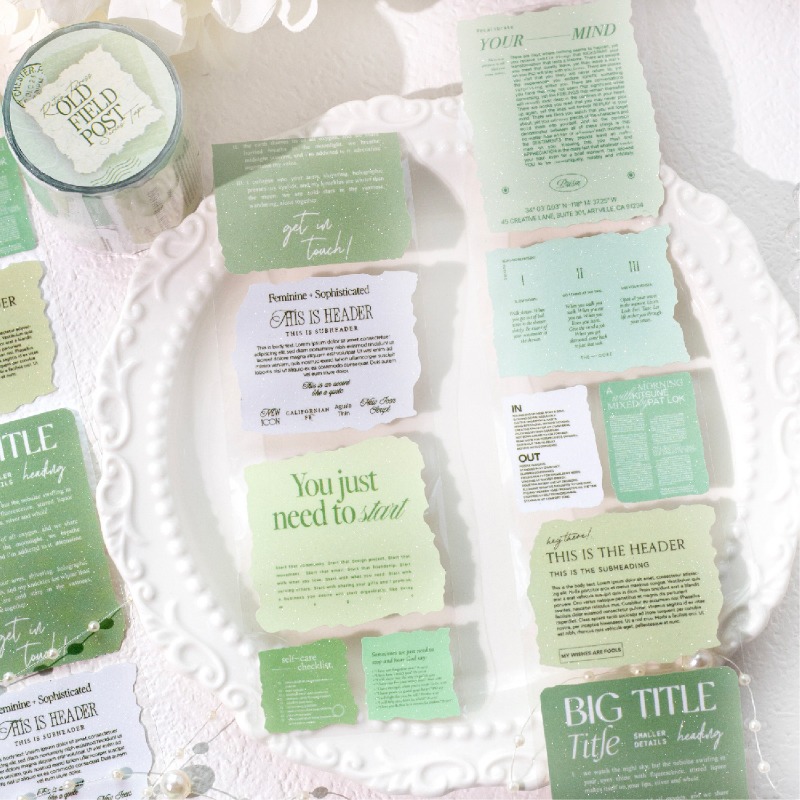 BONBONBONNIE🐰暮光 復古報刊鋪系列 閃砂PET文字膠帶-細節圖8