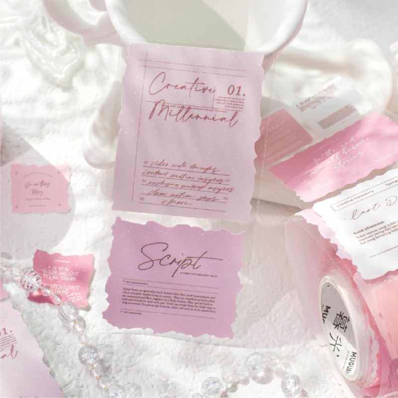 BONBONBONNIE🐰暮光 復古報刊鋪系列 閃砂PET文字膠帶-細節圖9