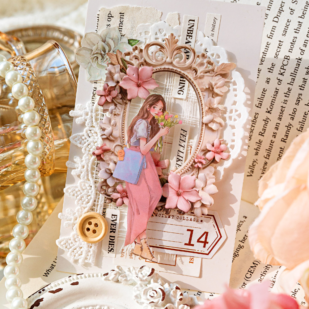 BON BON BONNIE🐰陌墨 花鏡莊園系列 浮雕復古鏤空異形相框邊框素材拼貼卡-細節圖3