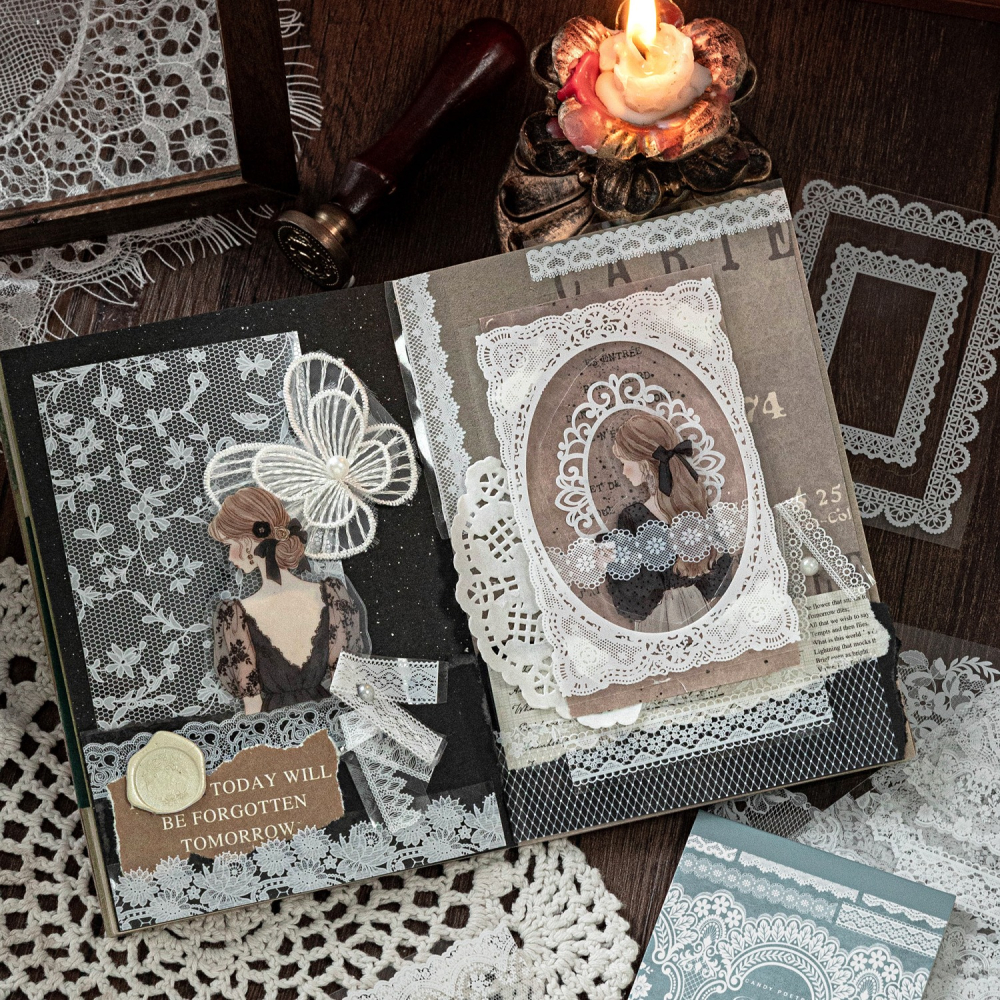 BONBONBONNIE🐰糖詩 蕾絲博物館 滿滿蕾絲PET貼紙本-細節圖7