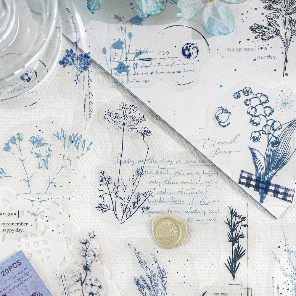 BONBONBONNIE🐰陌墨 朦朧花草 優雅植物PET貼紙包-細節圖3