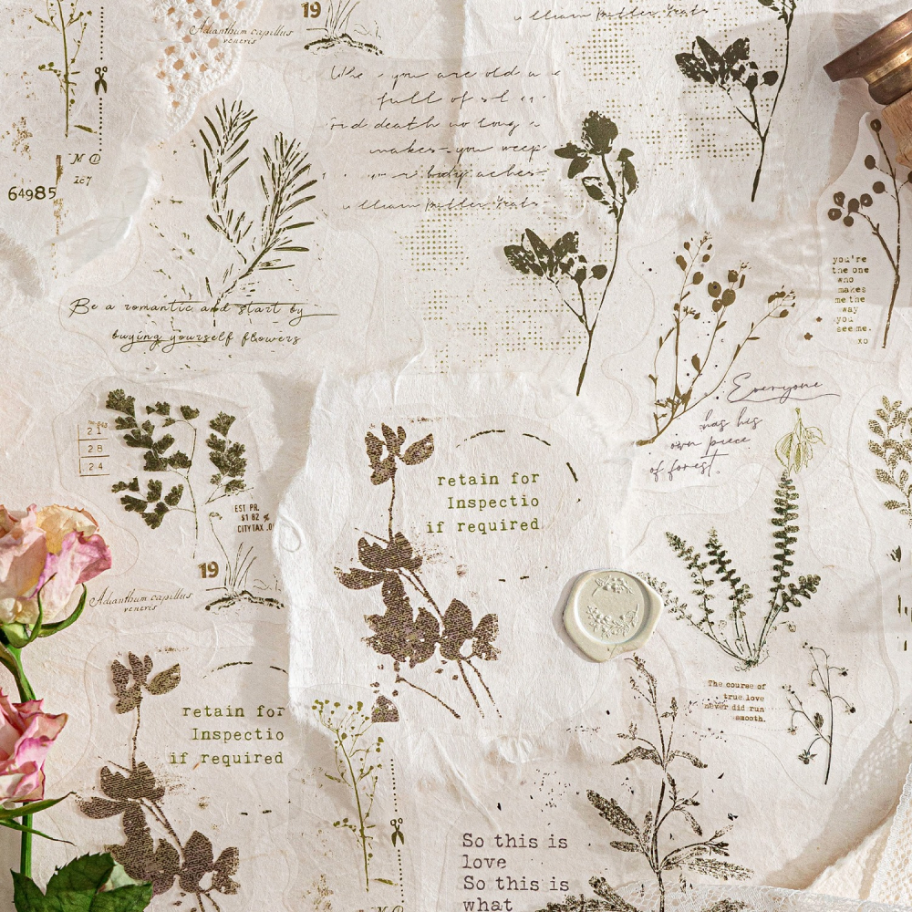 BONBONBONNIE🐰陌墨 朦朧花草 優雅植物PET貼紙包-細節圖5