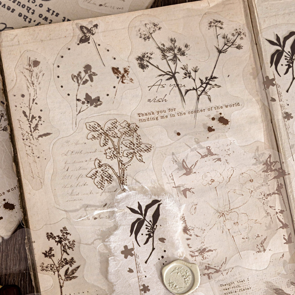 BONBONBONNIE🐰陌墨 朦朧花草 優雅植物PET貼紙包-細節圖7