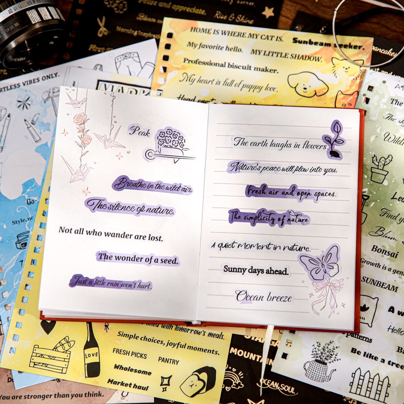 BONBONBONNIE🐰紙先生 文字碎片 文字插圖切膜貼紙本-細節圖3