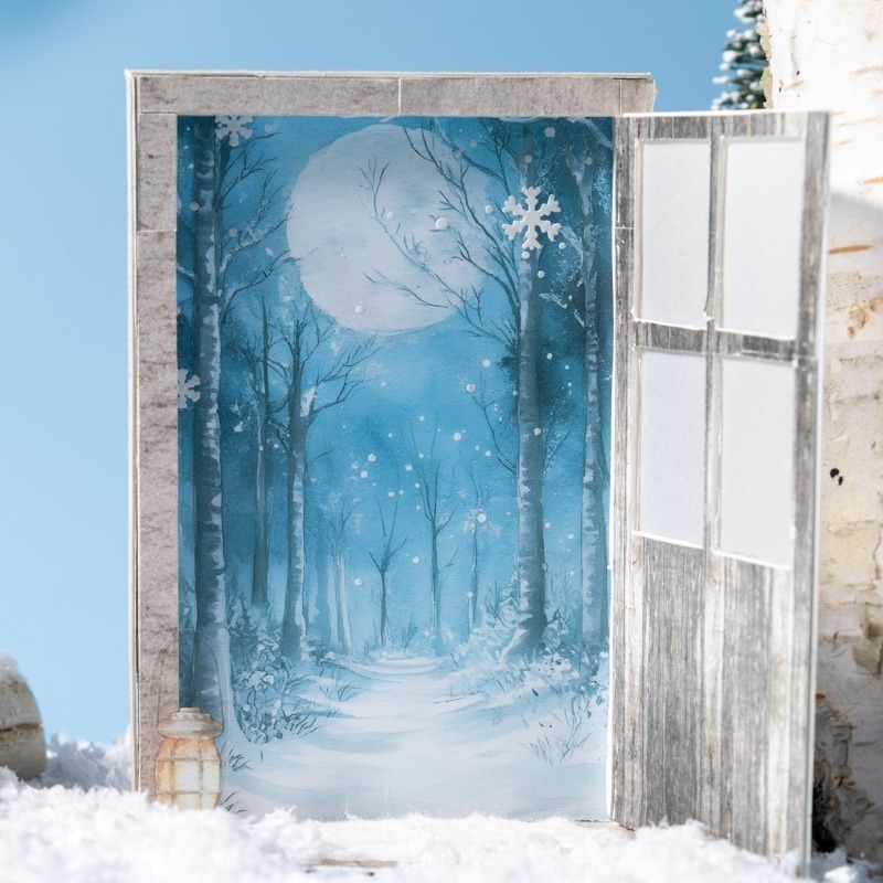 BONBONBONNIE🐰番茄醬少女 窗外的雪 冬季造景雪景PET貼紙包-細節圖3