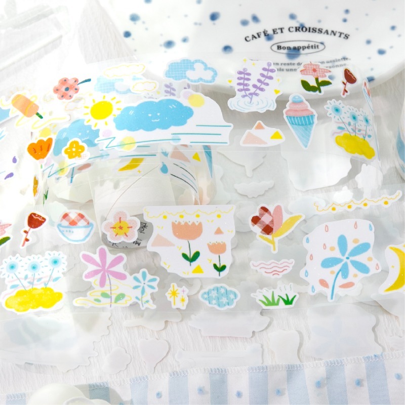 BONBONBONNIE🐰暮光 春日萌芽系列 可愛簡約童趣插圖閃砂膠帶-細節圖8