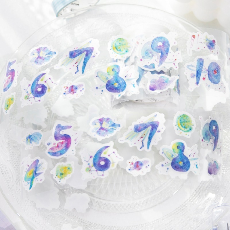 BONBONBONNIE🐰暮光 數字星空·雲 閃砂模切膠帶-細節圖3