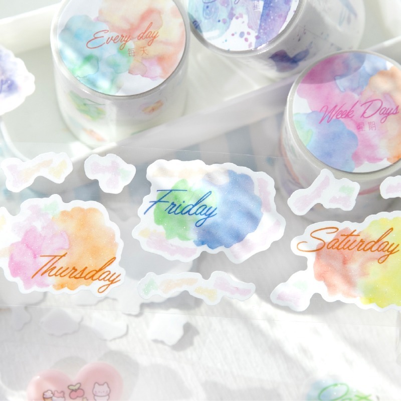 BONBONBONNIE🐰暮光 數字星空·雲 閃砂模切膠帶-細節圖4