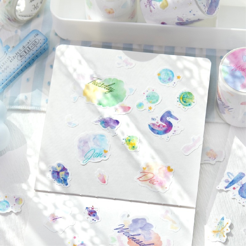 BONBONBONNIE🐰暮光 數字星空·雲 閃砂模切膠帶-細節圖5