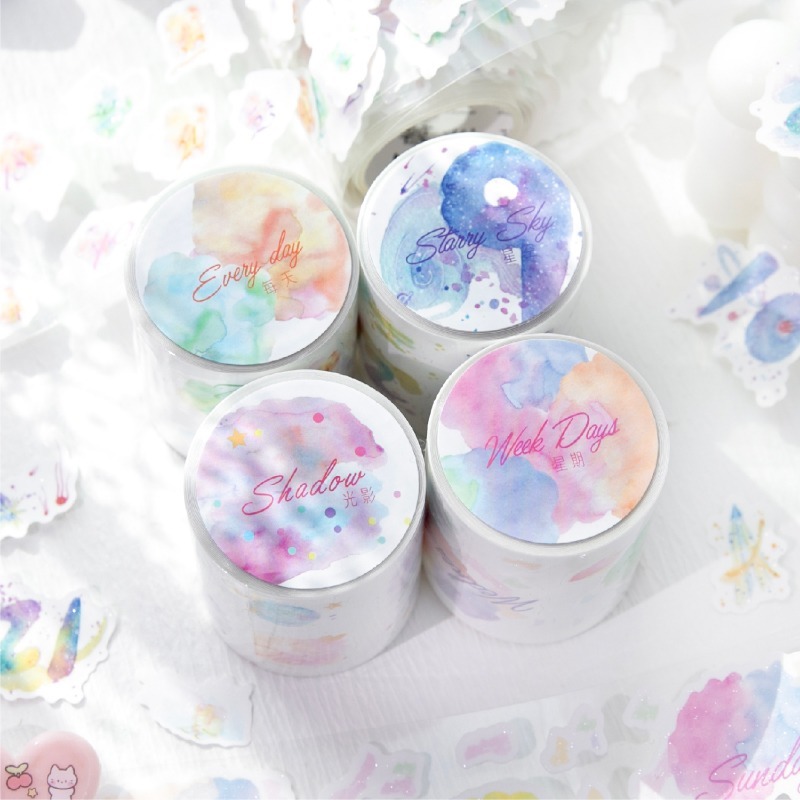 BONBONBONNIE🐰暮光 數字星空·雲 閃砂模切膠帶-細節圖6