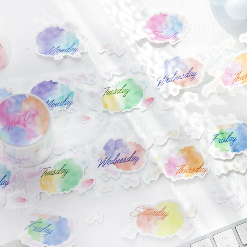 BONBONBONNIE🐰暮光 數字星空·雲 閃砂模切膠帶-細節圖8