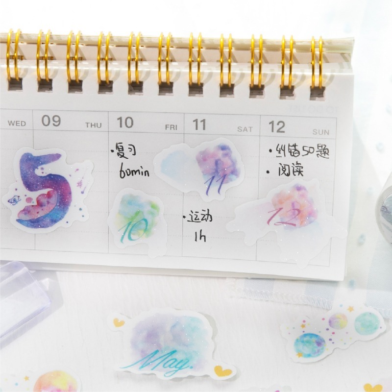 BONBONBONNIE🐰暮光 數字星空·雲 閃砂模切膠帶-細節圖9