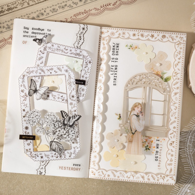 BONBONBONNIE🐰番茄醬少女 繁夢花邊系列 邊框造景PET膠帶-細節圖5