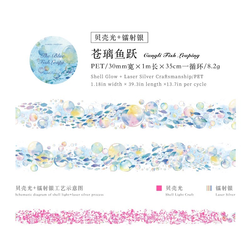 BONBONBONNIE🐰糖詩 浮光夢境系列 夢幻氣泡冰晶PET膠帶-規格圖10