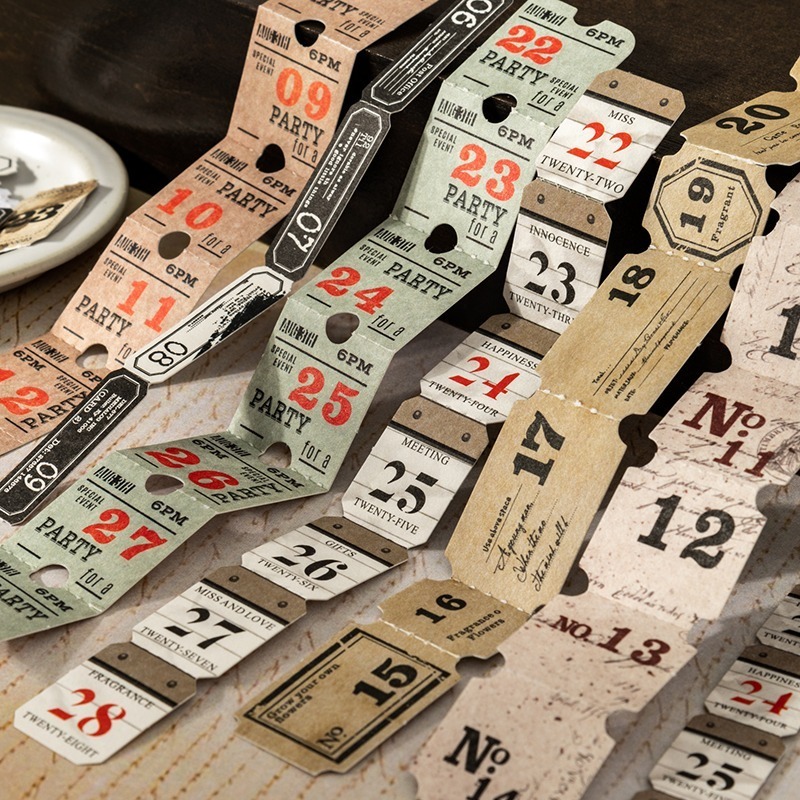 BONBONBONNIE🐰番茄醬少女 序列標籤系列 日付數字長條日期素材紙-細節圖2