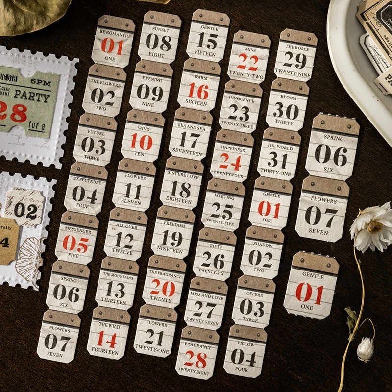 BONBONBONNIE🐰番茄醬少女 序列標籤系列 日付數字長條日期素材紙-細節圖3