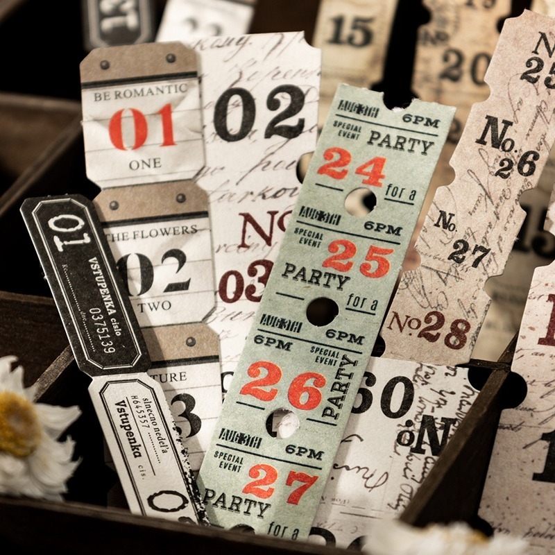 BONBONBONNIE🐰番茄醬少女 序列標籤系列 日付數字長條日期素材紙-細節圖8