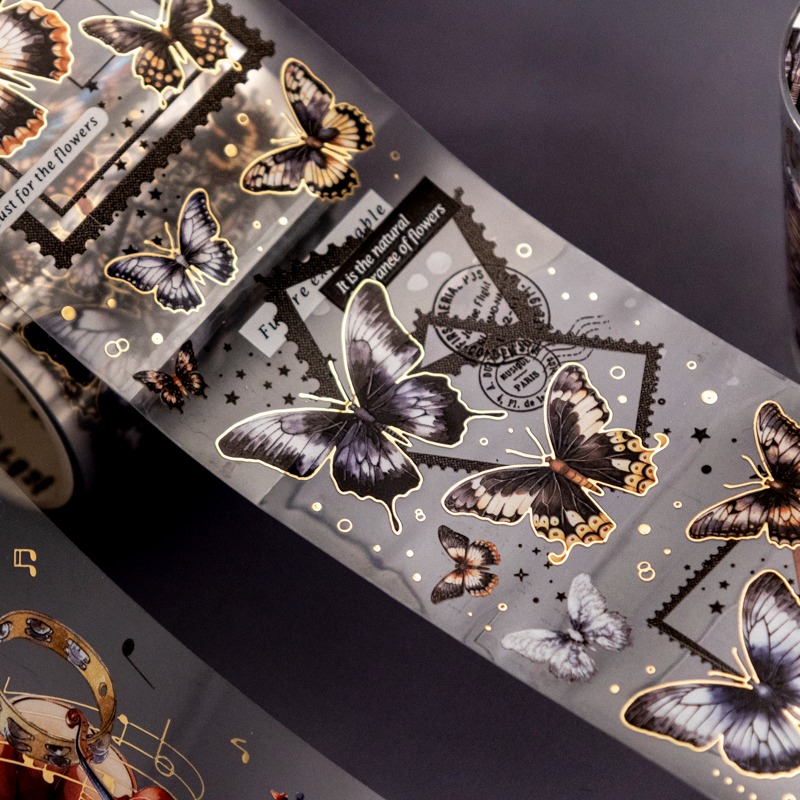 BON BON BONNIE🐰手帳素材 番茄醬少女 黑夜之下系列 黑夜主題燙金PET造景-細節圖2