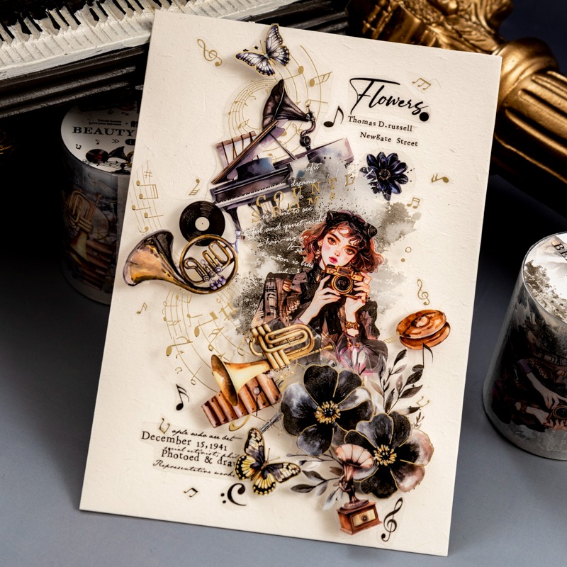 BON BON BONNIE🐰手帳素材 番茄醬少女 黑夜之下系列 黑夜主題燙金PET造景-細節圖9