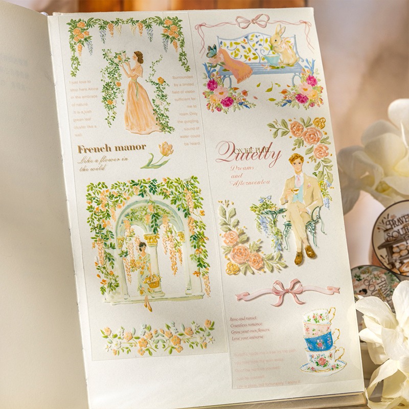 BONBONBONNIE🐰番茄醬少女 南法之旅 莊園插畫PET膠帶-細節圖2