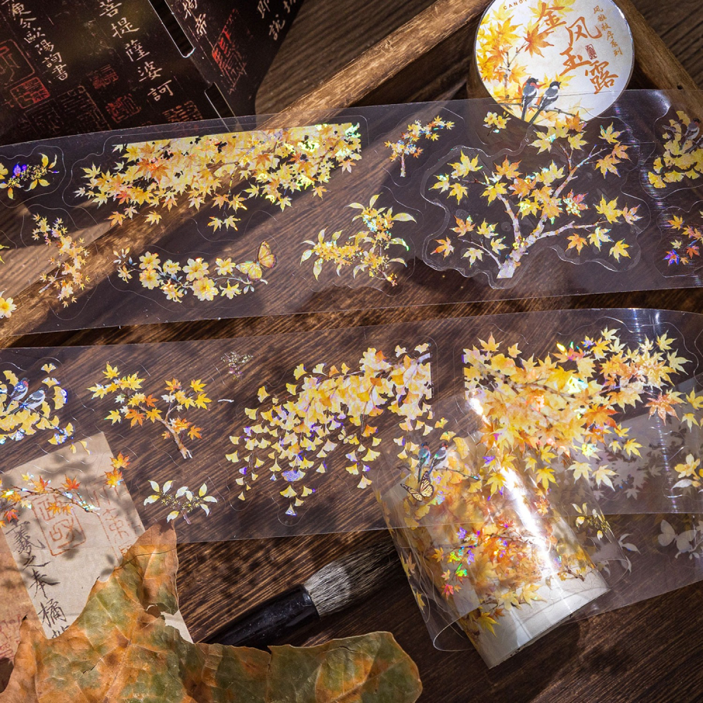 BONBONBONNIE🐰糖詩 風雅枝序系列 古風植物打底冰晶PET膠帶-細節圖3