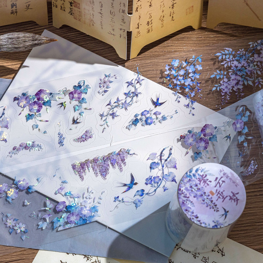 BONBONBONNIE🐰糖詩 風雅枝序系列 古風植物打底冰晶PET膠帶-細節圖8