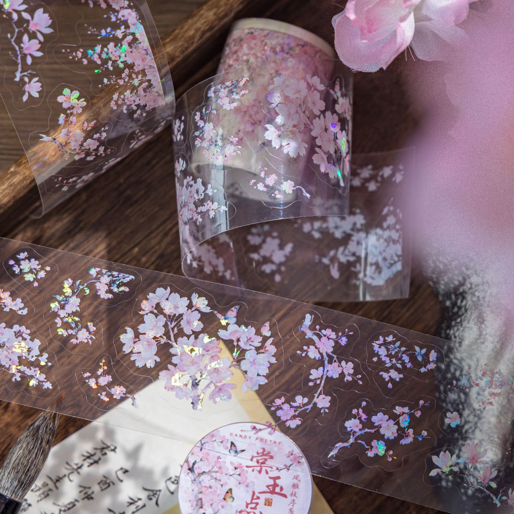 BONBONBONNIE🐰糖詩 風雅枝序系列 古風植物打底冰晶PET膠帶-細節圖9