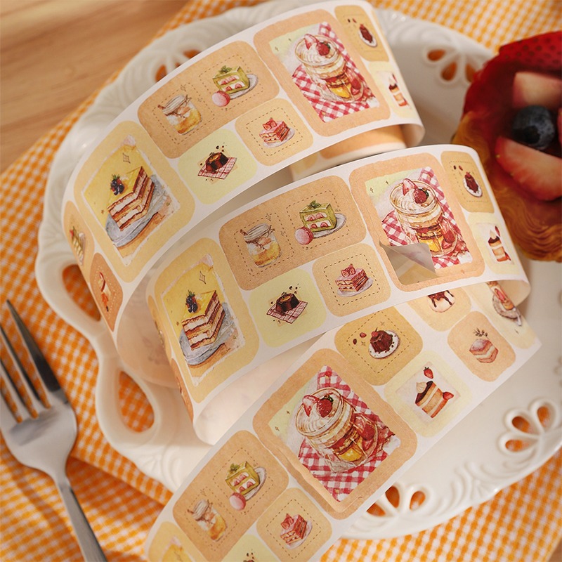 BONBONBONNIE🐰番茄醬少女 暖茶輕序系列 喫茶主題 復古奶茶色調白牛皮紙膠帶-細節圖2